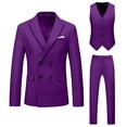 thumbnail image 1 of NoxwB (XL-6XL)Men's Big and Tall Formal Dress Blazer&Waistcoat&Trouser 3 PC Set Casual Wedding Business Suit Stage Performance Outfit Purple 6XL, 1 of 5