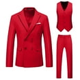 thumbnail image 1 of NoxwB (XL-6XL)Men's Big and Tall Formal Dress Blazer&Waistcoat&Trouser 3 PC Set Casual Wedding Business Suit Stage Performance Outfit Red 4XL, 1 of 5
