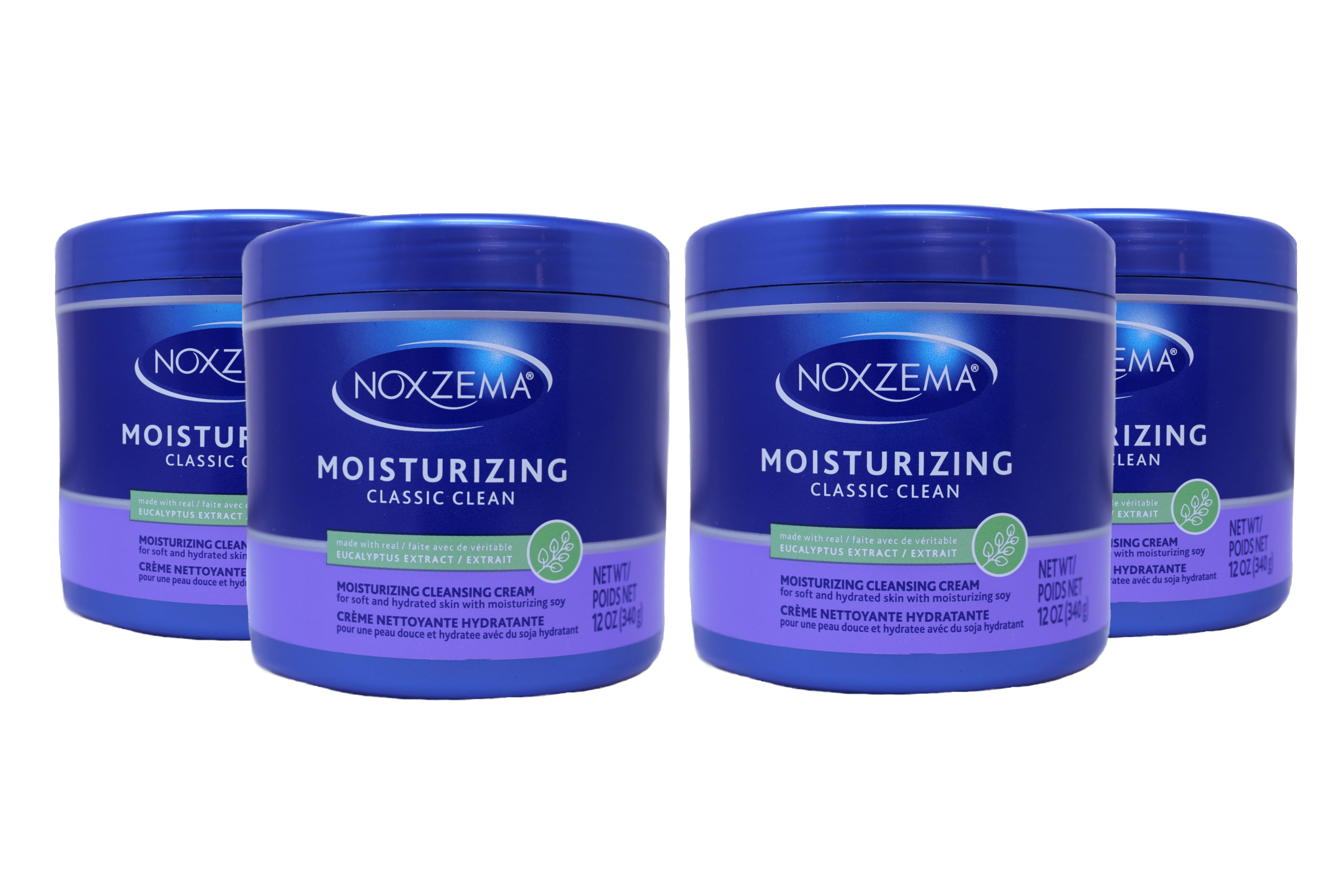 Noxzema Classic Clean Original Deep Cleansing Cream for Soft & Smooth Skin – Real Eucalytpus Extract Noxzema Moisturizing Cleansing Cream Face Wash, 12 Oz Ea (Pack of 4)