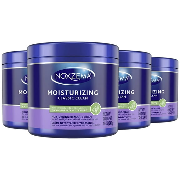 Noxzema Classic Clean Original Deep Cleansing Cream For Soft & Smooth Skin Real Eucalytpus Extract Noxzema Moisturizing Cleansing Cream Face Wash, Soybean Oil Noxzema Cream Cleanser, 12 Oz Ea (