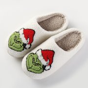 Noyal Christmas Gr-inch Slippers For Women Men, Soft Plush Christmas Cotton Slippers Winter Warm Indoor Outdoor Slippers Shoes