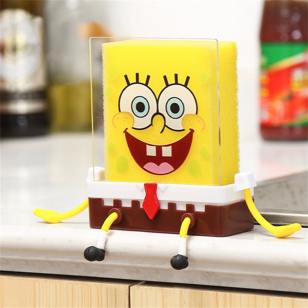 Noyal Cute Cartoon Sponge Holder SpongeBob Kitchen Organizer Storage Drain  Rack Holder WITH Sponge AND Acrylic Board