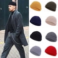 thumbnail image 1 of Noyal Mens Mini Short Fisherman Beanie Hat Winter Ribbed Docker Warm Knitted Skull Cap, 1 of 5