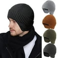 thumbnail image 1 of Noyal Mens Winter Knitted Earflap Hat Stocking Caps Fleece Beanie Hat With Ears Windproof Warm Cap,Black, 1 of 8
