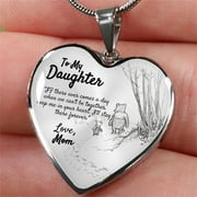 Noyal To My Daughter Heart Pendant Chain Necklace for Daughter Love Mom Birthday Christmas Gift