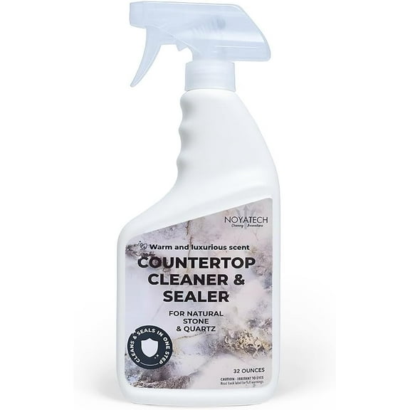 NOYATECH Countertop Cleaner & Sealer 32 oz | Cleans & Protects Granite, Marble, Quartz & More | USDA Bio-Based, Streak-Free, Non-Toxic, Food-Safe