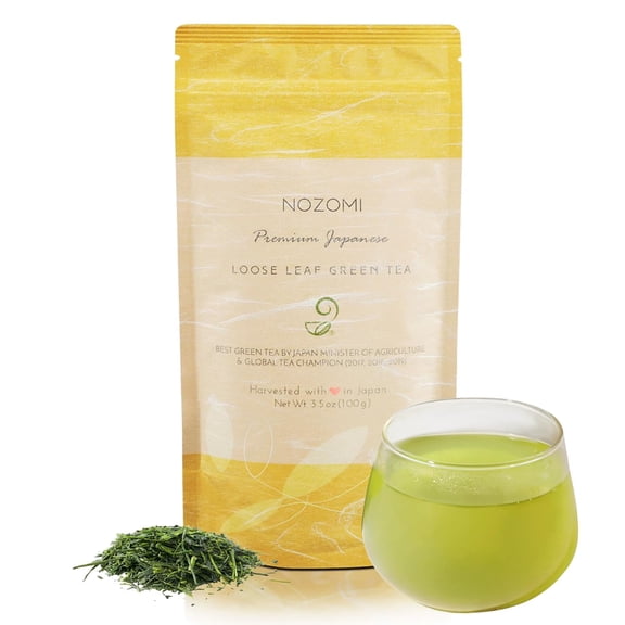 Nozomi Japanese Tea - Kabuse Sencha Green Tea Vegan Single Origin Japanese Green Tea Loose Leaf Covered Loose Japanese Green Tea Rich in Antioxidants 3.5oz Resealable Bag