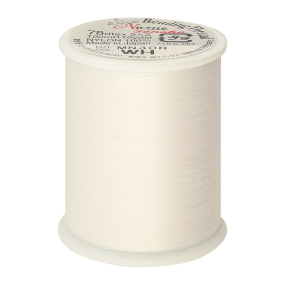 Nozue Sonoko Beading Thread – Nylon Japanese Thread for Jewelry Making, White, 78dtex, 100m
