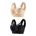 thumbnail image 1 of Npasoilc 2 Pack Wirefree Lace Bra for Women Thin Solid Color Push Up Adjustable Comfortable Daily Underwear, 1 of 3