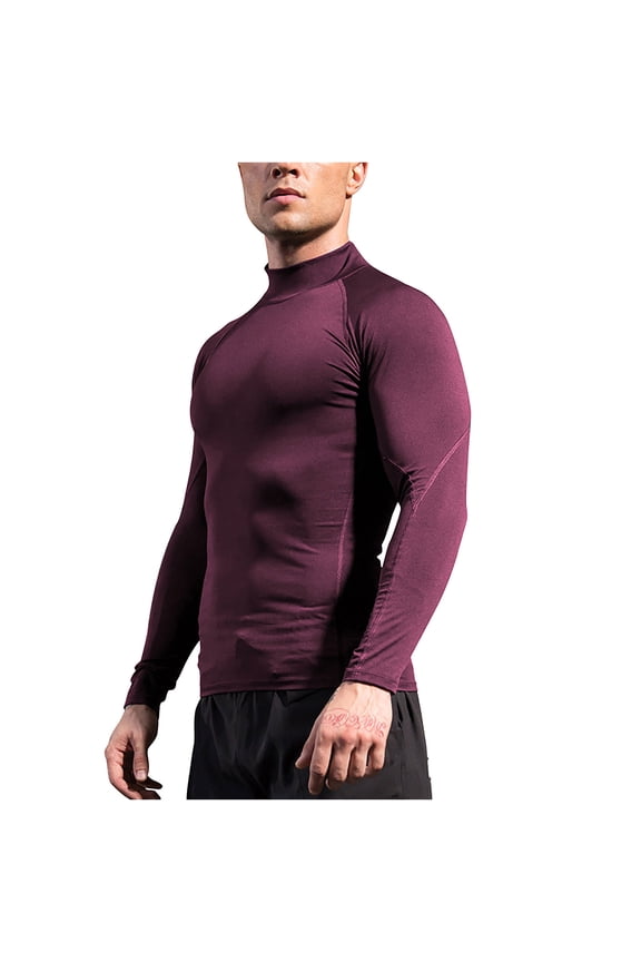 Athletic Shirts for Men Long Sleeve Round Neck Muscle Shirts Thin Breathable Stretchy Training Tops Slim-Fit Fitness T-Shirts