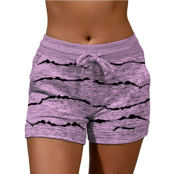 Npasoilc Athletic Shorts For Women Sweat Shorts Comfy Summer Shorts High Waisted Running Shorts Sporty Short Workout Shorts Fashion Women Drawstring Pocket Loose Printed Sports Shorts Pants
