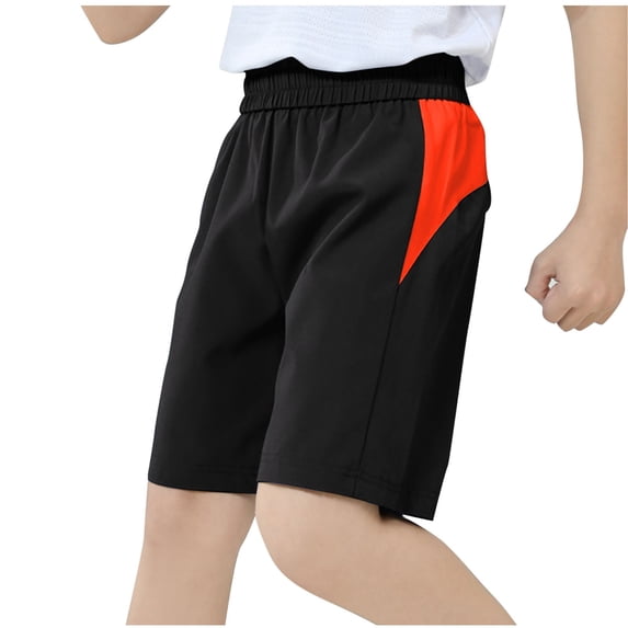Npasoilc Athletic Shorts for Kids 6-14 Years Summer Elastic Waist Shorts with Pockets Thin Breathbale Toddler Sports Shorts Casual Loose Boy's Shorts