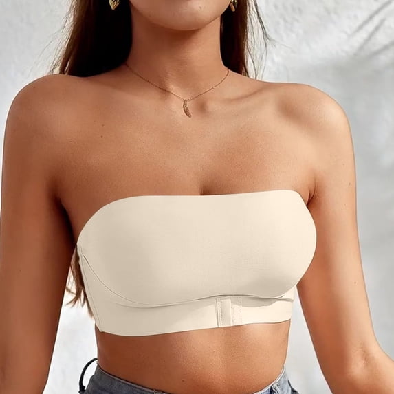 Npasoilc Backless Seamless Push-Up Bras for Women Solid Color U-Shaped Beautiful Back Supportive Comfortable Daily Wear No Underwire Lingerie