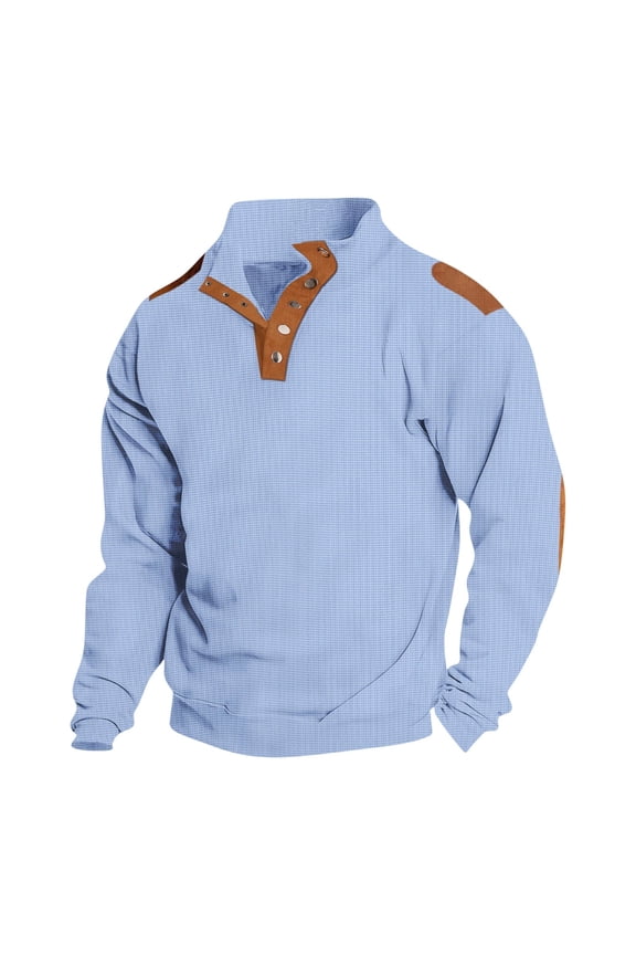 Button Sweatshirt For Men Long Sleeve Pullover Sweatshirt Lightweight Hiking Jackets Casaul Stand Collar Sweatshirts Fall Tops Outdoor Warm Sweatshirts