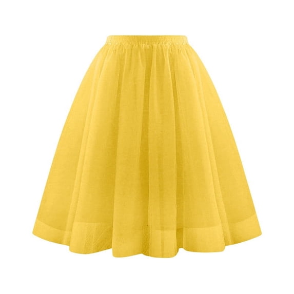 Npasoilc Cake Puff Midi Skirt for Women Summer High Waist Mesh Tiered Half Skirt