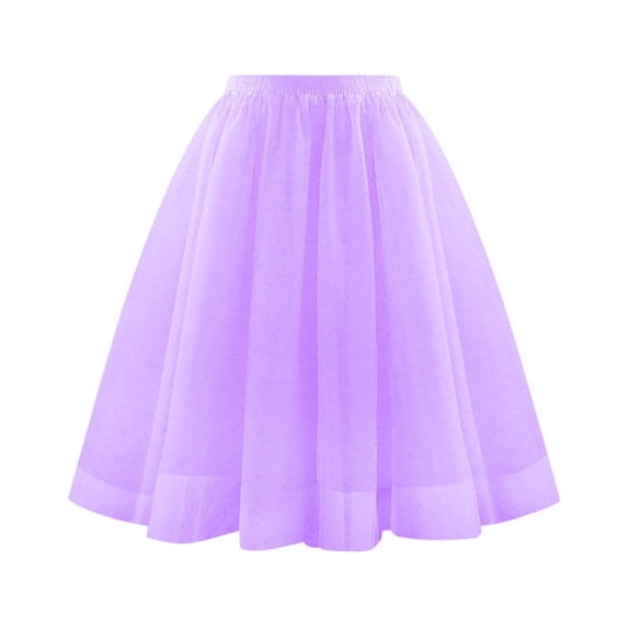 Npasoilc Cake Puff Midi Skirt for Women Summer High Waist Mesh Tiered Half Skirt