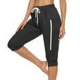 thumbnail image 1 of Npasoilc Capris Pants For Women High Waisted Shorts Straight Wide Leg Short Stretchy Work Sport Shorts Summer Outfits Comfy Sweatpants Elasticated Waist Drawstring Capris Trousers, 1 of 9