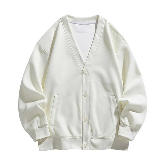 Npasoilc Cardigan For Men Casual Solid Color Long Sleeve V Neck Button Down Cardigan Sweater Comfy Cardigan Sweatshirt