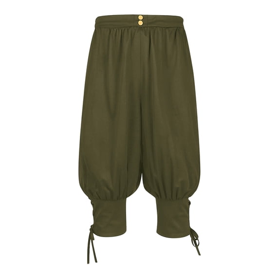 Npasoilc Cargo Shorts For Men Drawstring With PocketsMen Solid Elastic Waist Knee Strap Half Shorts Pant Slantern Pants
