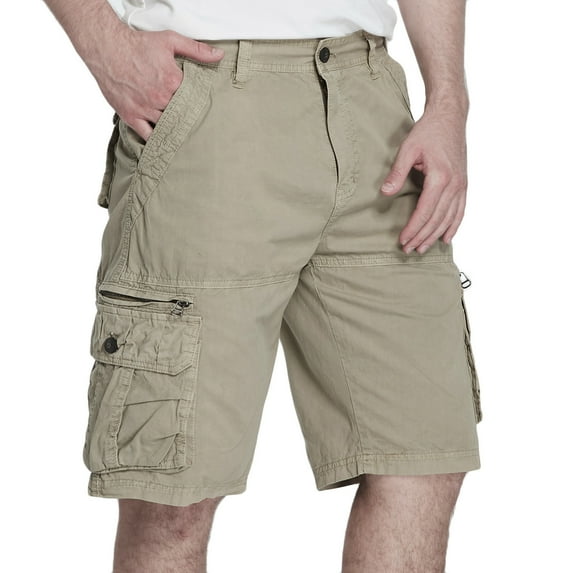 Npasoilc Cargo Shorts For Men Men's Workwear Shorts Slim Multi Pocket Zipper Straight Leg Five Piece Pants Shorts