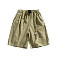 thumbnail image 1 of Npasoilc Cargo Shorts for Men Cotton Buckle Elastic Waist Lightweight Solid Color Casual Athletic Shorts with Pockets, 1 of 8