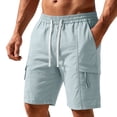 thumbnail image 1 of Npasoilc Cargo Shorts for Men Solid Color Elastic Waist Drawstring Knee Length Short Pants Fitness Training Shorts with Multi-Pocket, 1 of 5