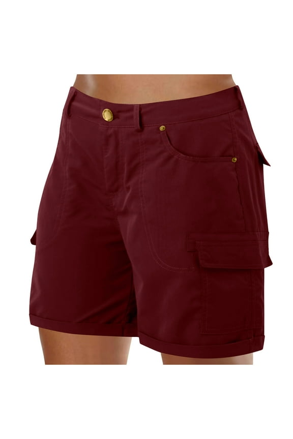 Cargo Shorts for Women High Waisted Elastic Waist with Button Sports Shorts Casual Jogger Beach Shorts Hot Pants with Pockets