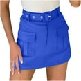 thumbnail image 1 of Npasoilc Cargo Skirts For Women Solid Color High Waisted Mini Skirt With Pockets Casual Belt Decoration Skirt Summer Skirts Workout Sport Quick Dry Skirts, 1 of 4