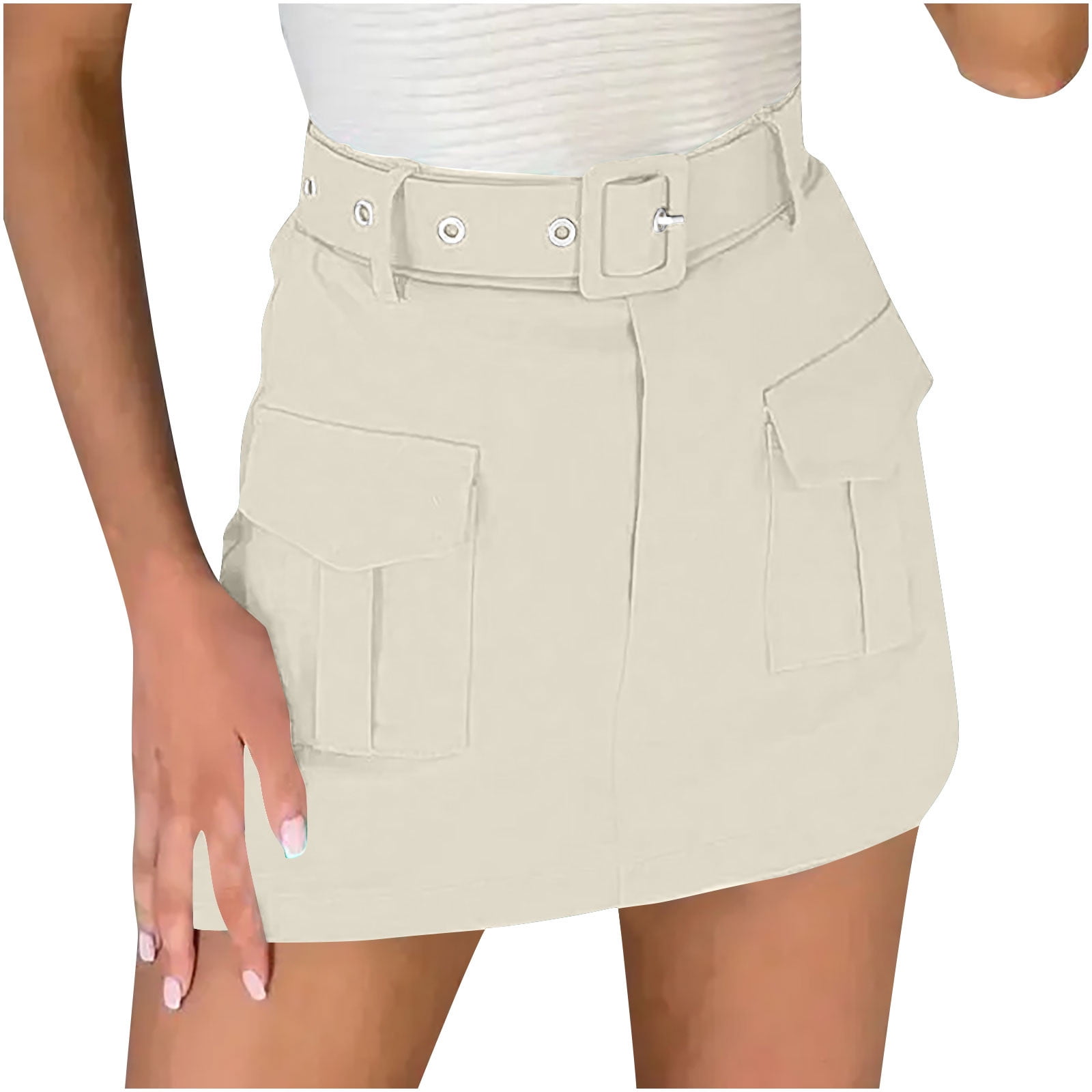 【NONCODE】Metel Cargo Belt Skirt Amazon.com: Women's Denim Skirt,Metal Buckle Belt Pocket