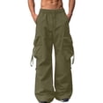 thumbnail image 1 of Npasoilc Casual Cargo Pants for Men Plus Size Workout Joggers Stretch Sweatpants Hiking Drawstring Trousers with Multi Pockets,Army Green, 1 of 7