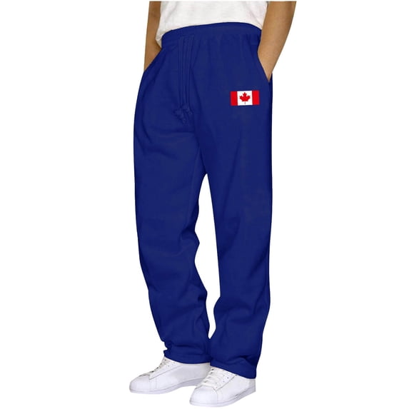 Npasoilc Casual Sweatpants for Men Solid Color Drawstring Waist Elastic Leather Label Straight Sport Trousers,Blue