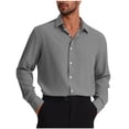 thumbnail image 1 of Npasoilc Chemise Shirts for Men Button Down Long Sleeve Turndown Collar Blouse Lightweight Breathable Business T-Shirts Casual Loose Shirts, 1 of 6