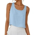 thumbnail image 1 of Npasoilc Cotton Linen Summer Crop Tops for Women Sleeveless Round-Neck Shirts Lightweight Breathable Blouse Tops Casual Loose Shirts, 1 of 9
