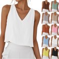 thumbnail image 1 of Npasoilc Cotton Linen Summer Crop Tops for Women Sleeveless V-Neck Shirts Lightweight Breathable Blouse Tops Casual Loose Shirts, 1 of 10