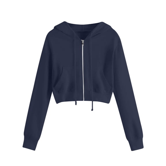 Npasoilc Cropped Zip Sweatshirts For Women Long Sleeve Drawstring Full Zip Hooded Jacket Crop Sweatshirt Casual Basic Gym Workout Sport Sweatshirts