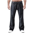 thumbnail image 1 of Npasoilc Denim Pants for Men Elastic Waist Casual Jeans with Zipper and Button Relaxed Fit Straight Leg Jeans, 1 of 8