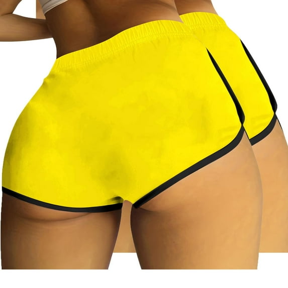 Npasoilc Dolphin Shorts for Women 2PC High Waisted Elastic Waist Shorts Sports Yoga Gym Running Shorts