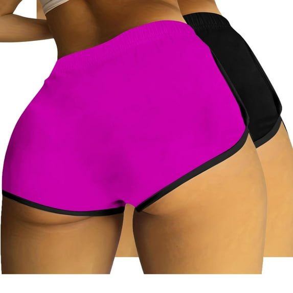 Npasoilc Dolphin Shorts for Women 2PC High Waisted Elastic Waist Shorts Sports Yoga Gym Running Shorts