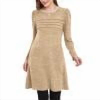 Npasoilc Dresses for Women Round Neck Long Sleeve Fold Dress Lightweight Flare Ruffle Hem Dress Casual Dresses