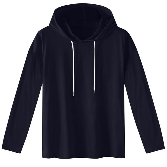 Npasoilc Fall Hoodies T-shirt for Men Trendy Long Sleeve Sports Athletic Thin Soft Pullover Hooded Blouse Casual Loose Sweatshirt