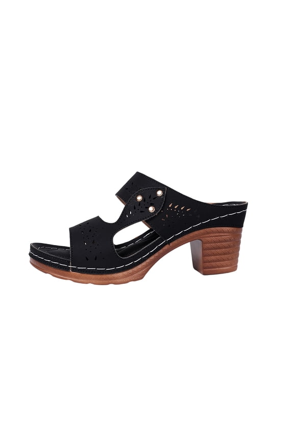Fish Mouth High Chunky Heel Slippers for Women,Solid Color Open Toe Breathable Summer Sandals with Arch Support Non-Slip Lightweight Cushioned for Beach Outdoor