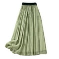 thumbnail image 1 of Npasoilc Flared Midi Skirt for Women Summer Relaxed Solid Elastic Waistband Half Skirt, 1 of 9