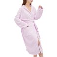 thumbnail image 1 of Npasoilc Fleece Hooded Robes for Women Comfort Warm Bathrobe Fuzzy Female Waist Bandage Lace-Up Mid-Length Pajama Robe with Pockets Soft Sleepwear Casual Women's Loungewear, 1 of 4