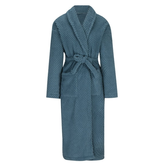 Npasoilc Fleece Robes for Men Comfort Warm Bathrobe Fuzzy Male Waist Lace-Up Spa Long Pajama Robe with Pockets Soft Sleepwear Casual Men's Loungewear