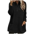 thumbnail image 1 of Npasoilc Fleece Tops for Women Velvet Long Sleeve Half Zip Stand Collar Blouse with Pockets Fall Winter Thick Warm Tops Casual Loose Outfits, 1 of 7