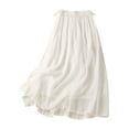 thumbnail image 1 of Npasoilc Flowy Linen Maxi Skirt for Women Elastic Waist Loose A-Line Large Hem Half Skirt, 1 of 7