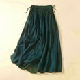 thumbnail image 1 of Npasoilc Flowy Linen Maxi Skirt for Women Elastic Waist Loose A-Line Large Hem Half Skirt, 1 of 9