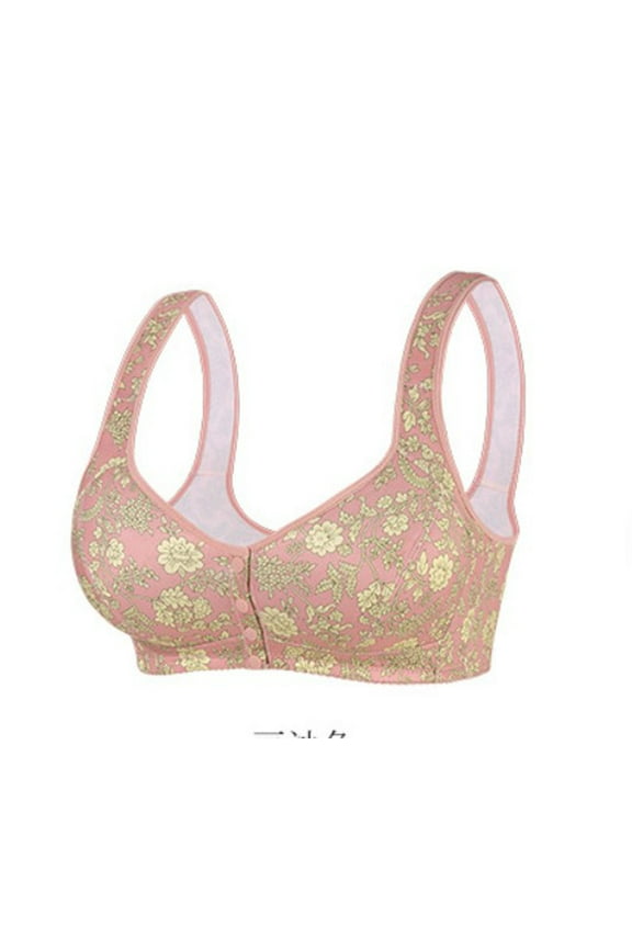 Front Closure Bra for Women Wirefree Leopard Print Push Up Side Support Lifting Comfortable Daily Underwear