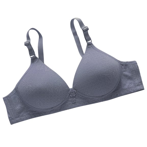 Npasoilc Front Closure Bra for Women Wirefree Printed Breathable Push Up 3 Row Back Closure Comfortable Daily Underwear