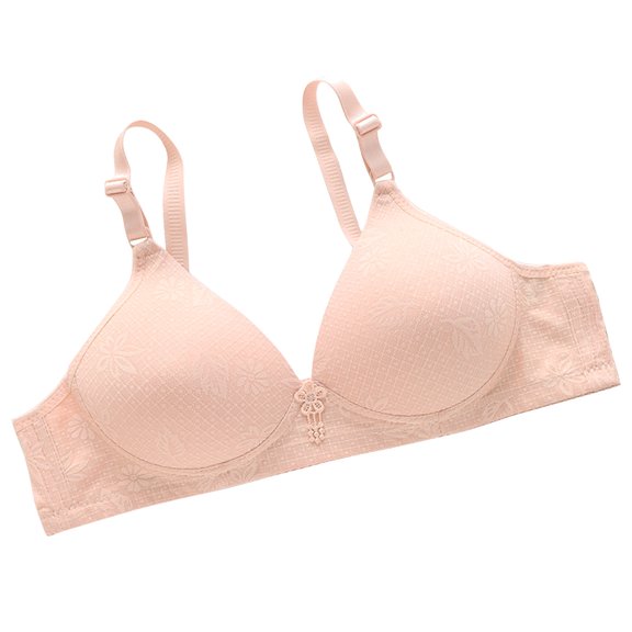 Npasoilc Front Closure Bra for Women Wirefree Printed Breathable Push Up 3 Row Back Closure Comfortable Daily Underwear